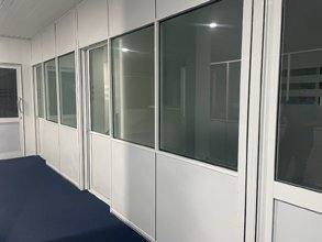 Aluminium and glass office partition fabrication