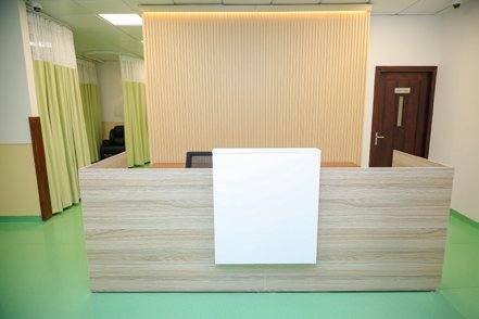 Eye theatre reception interior finishing at Ninewells